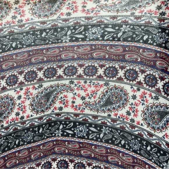 Mauve Anthropology Paisley Kimono Cardigan Medium Fringe Open Front Boho Brown - Picture 11 of 15